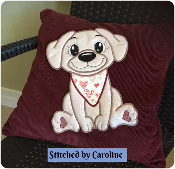 Large Applique Dog Pillow by Caroline
