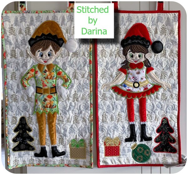 Large Applique Eddie and Effie Elf by Darina