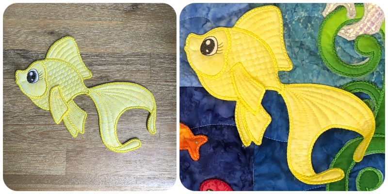 Large Applique Fish on Sea Quilt by Kreative Kiwi