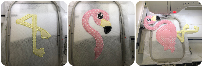 Large Applique Flamingo - 3 hoopings
