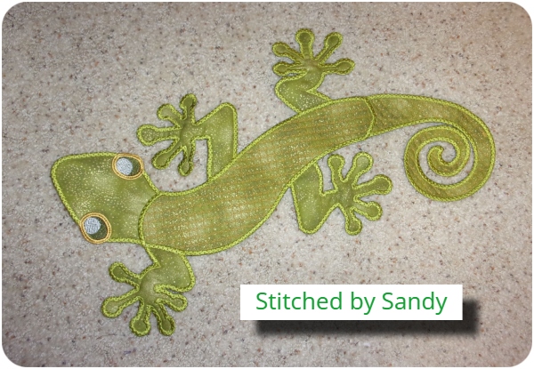 Large Applique Ghecko by Sandy