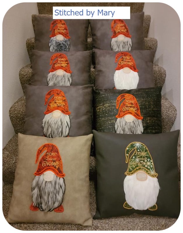 Large Applique Gnome Cushions by Mary