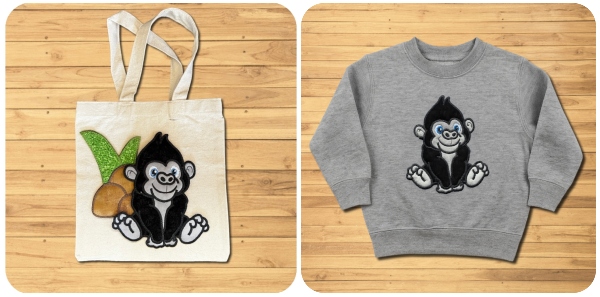 Large Applique Gorilla Book Bag and Sweatshirt