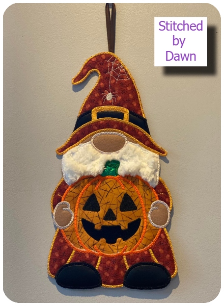Large Applique Halloween Gnome by Dawn 2808