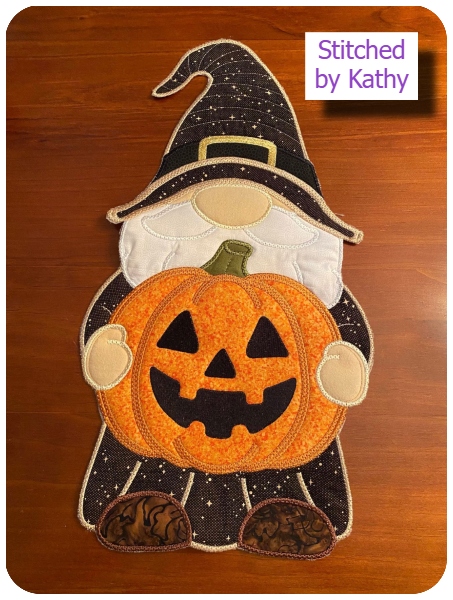 Large Applique Halloween Gnome by Kathy