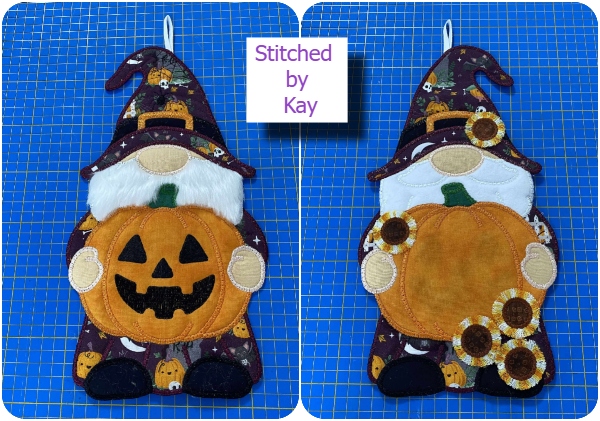 Large Applique Halloween Gnome by Kay - 600
