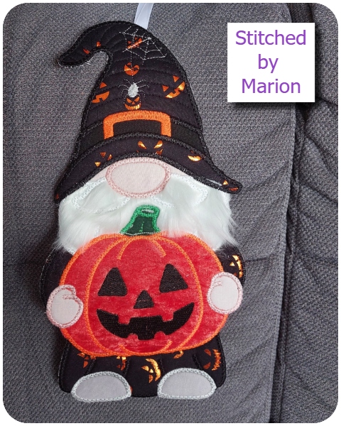 Large Applique Halloween Gnome by Marion