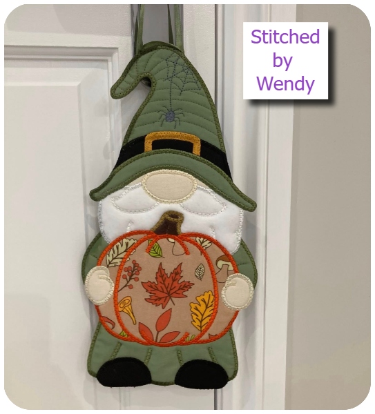 Large Applique Halloween Gnome by Wendy 1