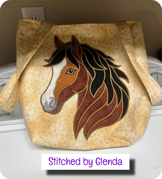 Large Applique Horse Head Bag by Glenda