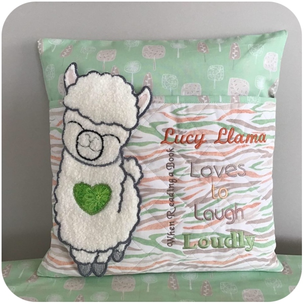 Large Applique Llama Reading Pillow by Darina