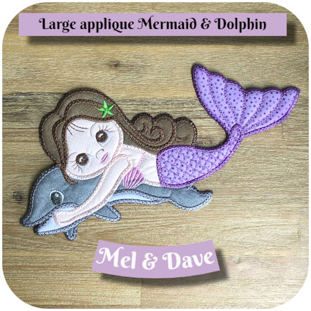 Large Applique Mermaid and Dolphin by Kreative Kiwi - 450- NWM