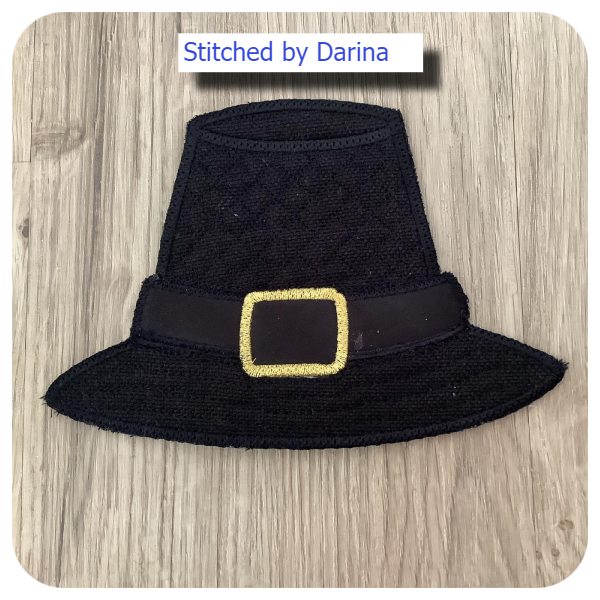 Large Applique Pilgrim Hat by Darina- 600
