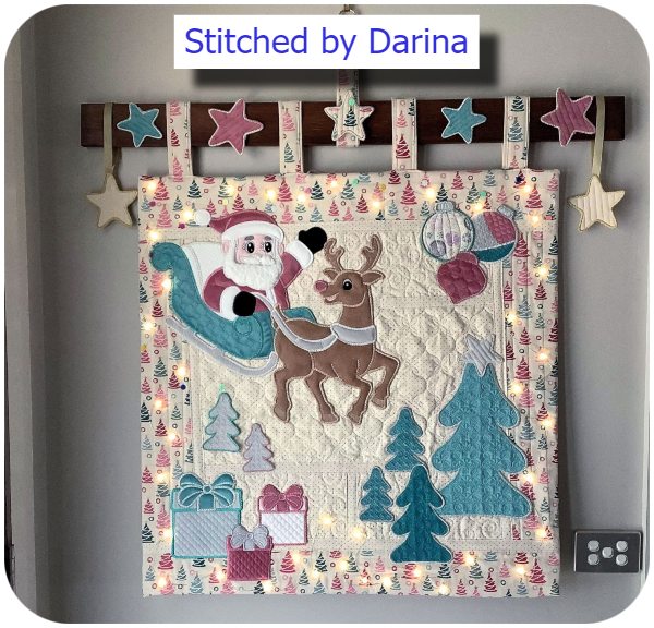 Large Applique Santa and Rudolph and stars by Darina