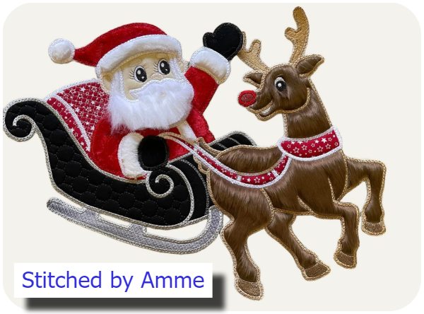 Large Applique Santa and Rudolph by Amme