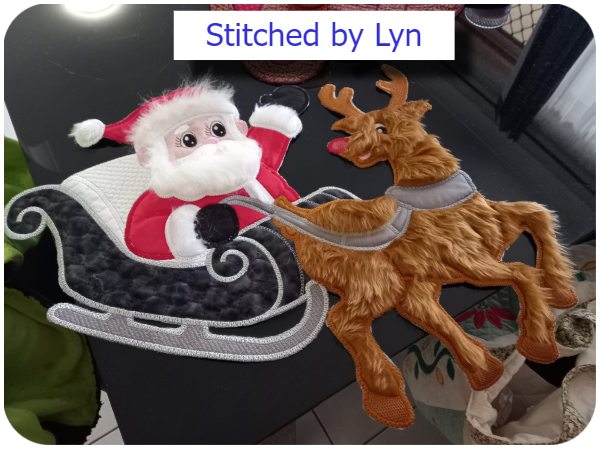 Large Applique Santa and Rudolph by Lyn