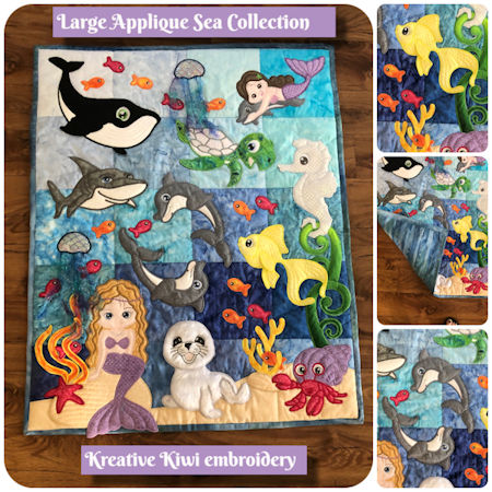 Large Applique Sea Collection Quilt by Kreative Kiwi - 450