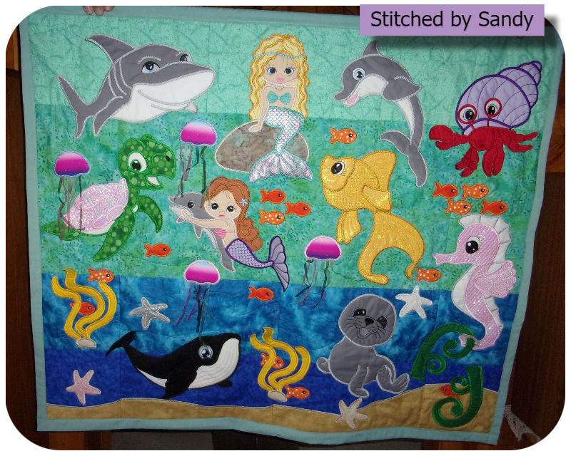 Large Applique Sea Quilt by Sandy a