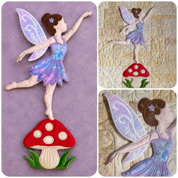 Large Applique Silhouette Fairy multi color version - 600