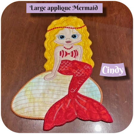 Large Applique Sitting Mermaid by Kreative Kiwi -450 a