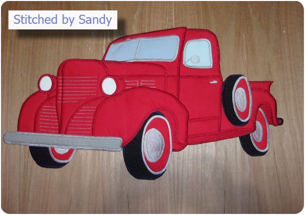 Large Applique Vintage Truck stitched by Sandy