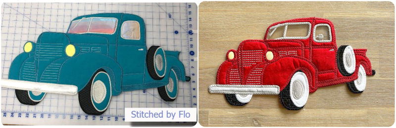 Large Applique Vintage Truck with whitewall tyres