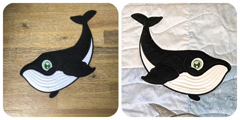 Large Applique Whale on Sea Qult by Kreative Kiwi