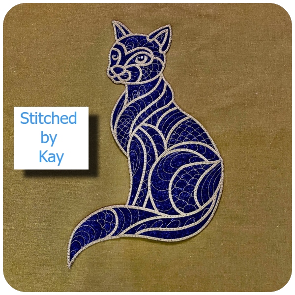 Large Applique Zen Cat by Kay