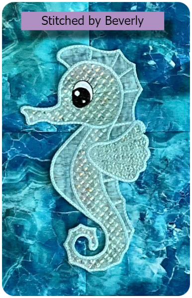 Large Applique seahorse by Beverly