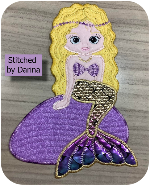 Large Applique sitting mermaid by Darina