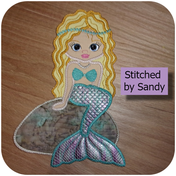 Large Applique sitting mermaid by Sandy