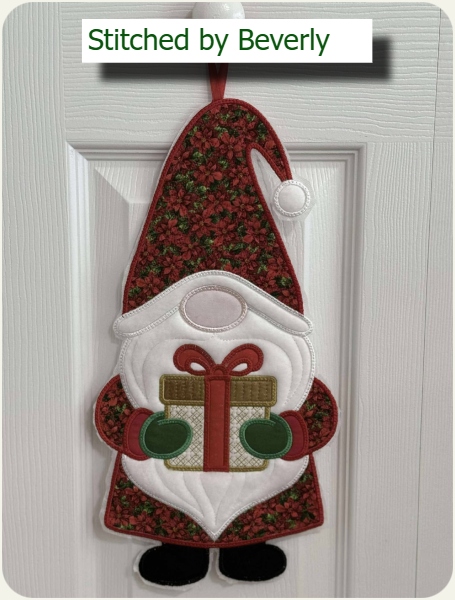 Large Festive Gnome stitched by Beverly 600 1211