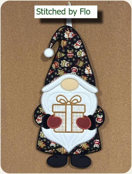 Large Festive Gnome stitched by Flo 600 1211