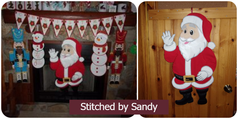 Large Standing Santa stitched by Sandy