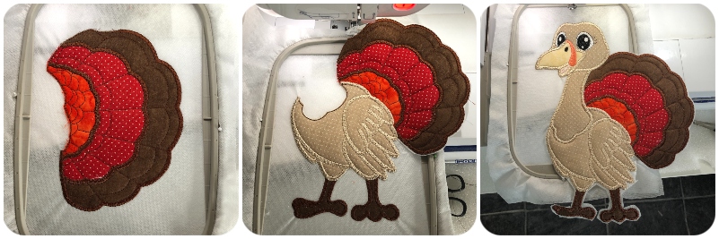 Large Turkey Applique 3 hoopings