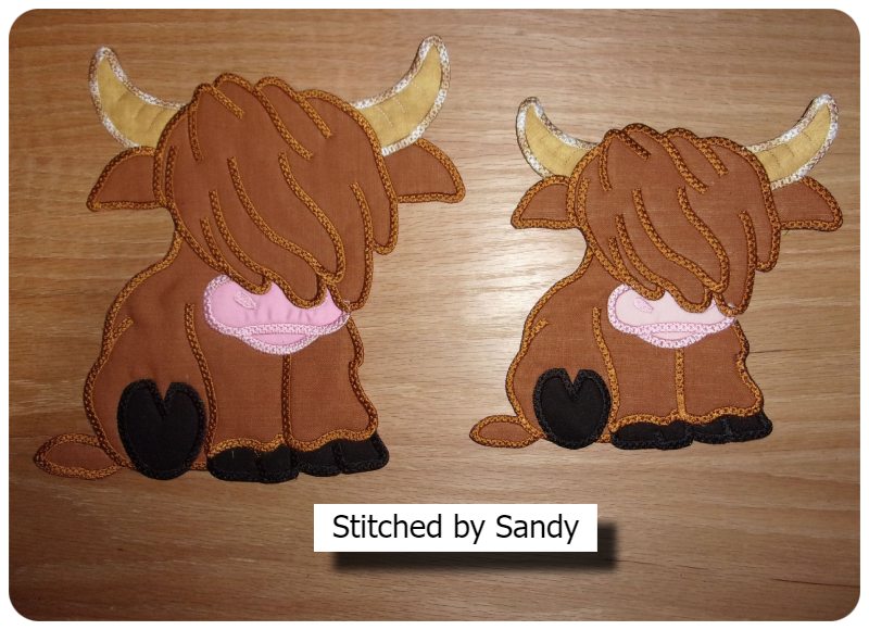 Large applique Highland Cow by Sandy