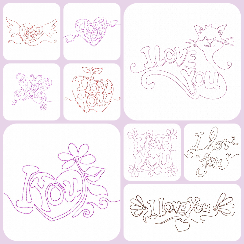 Free I Love You embroidery designs by Kreative Kiwi - 800