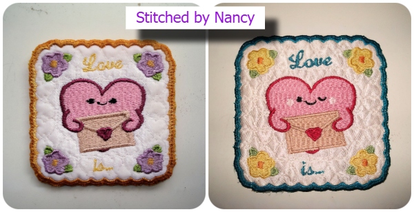 Love is Freebie stitched by Nancy