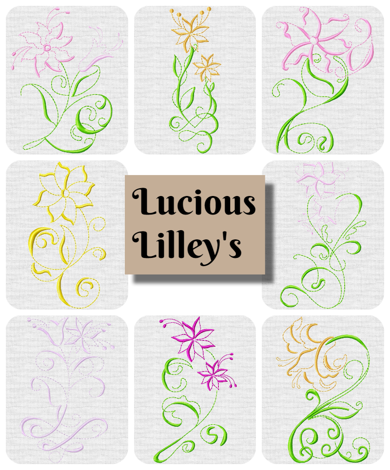 Lucious Lilleys for 5x7 hoop