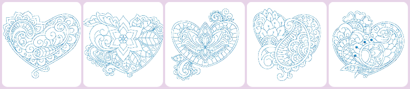 Mendhi Heart Embroidery Designs in 5 hoop sizes