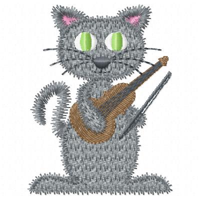 Free Cat and the fiddle  embroidery design 