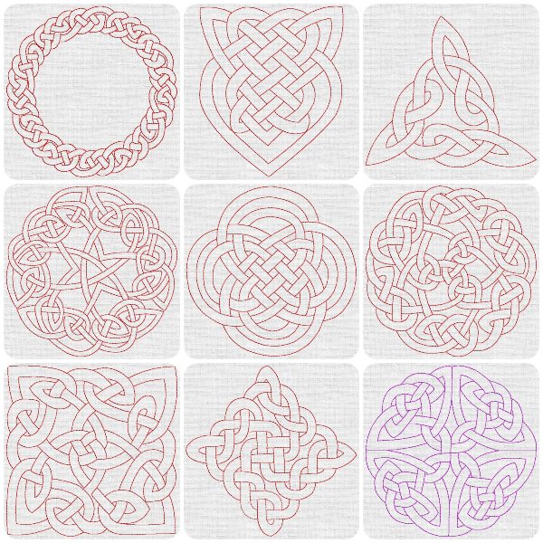 Nine Redwork Celtic Designs by Kreative kiwi