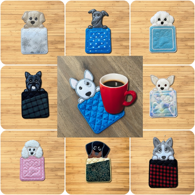 Peeking Dogs 2 Coaster set by Kreative Kiwi - 800