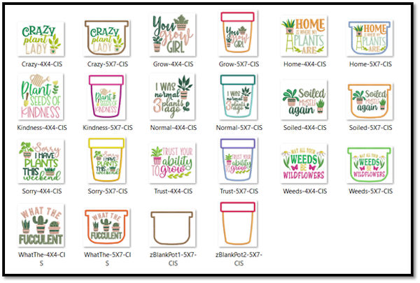 Plant Sayings Embroidery Designs by Cotton-I-Sew