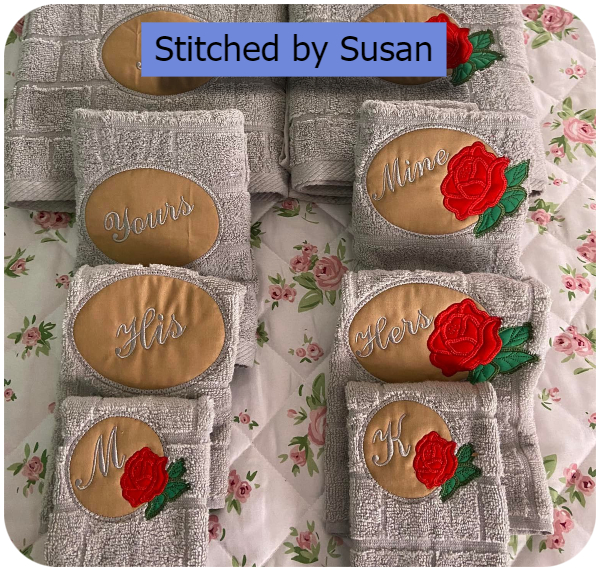 Rose Applique Alphabet Towels by Susan