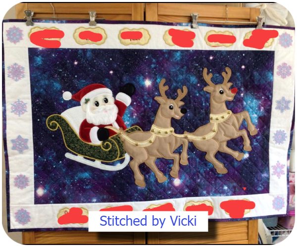 Rudolph and Santa by Vicki