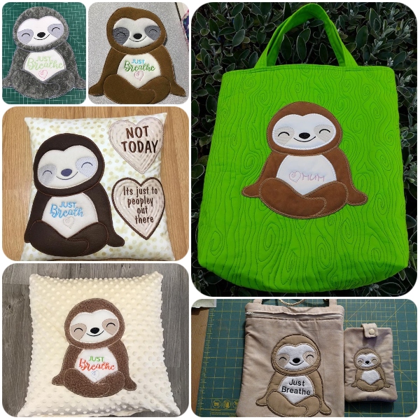 Samples of Large Applique Sloths