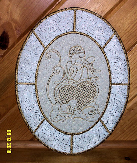 Angel In the hoop Topper stitched by Sandy