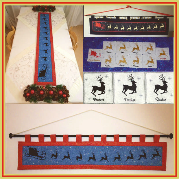 Santas Night Out Table Runner and Coaster set