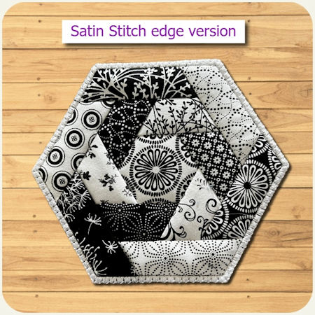 Satin Stitch edge Scrappy Hexagon Coaster - 450