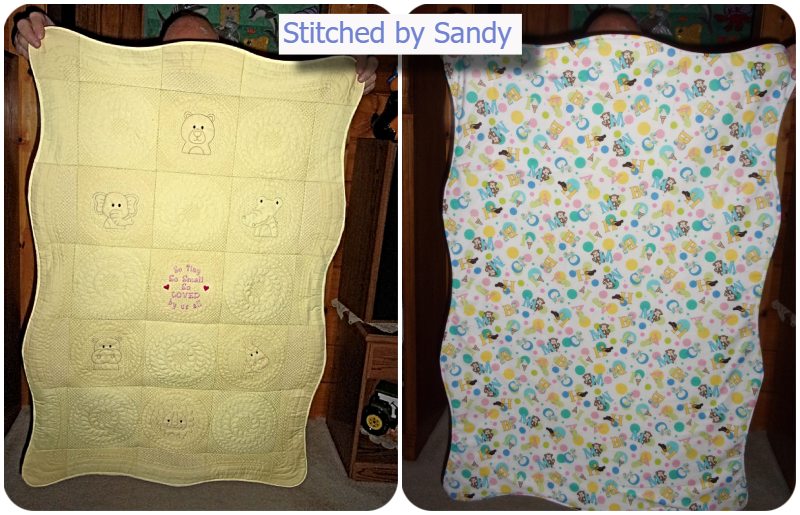 Scalloped Edge Baby Quilt front and back by Sandy